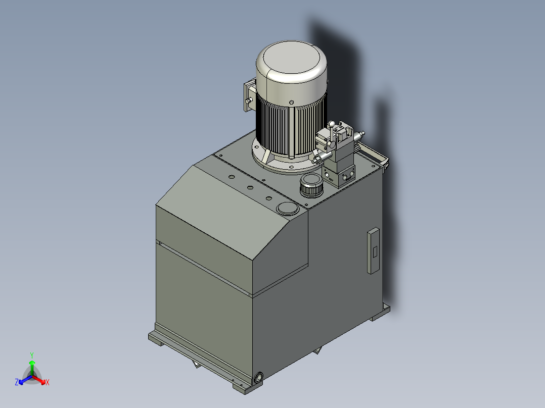 驱动液压缸，液压马达的动力站 非标自动化设备3D图纸3D模型正等轴测图