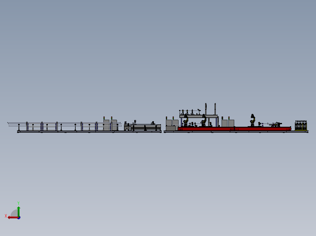 高铁用腕臂智能生产线sw16可编辑后视图