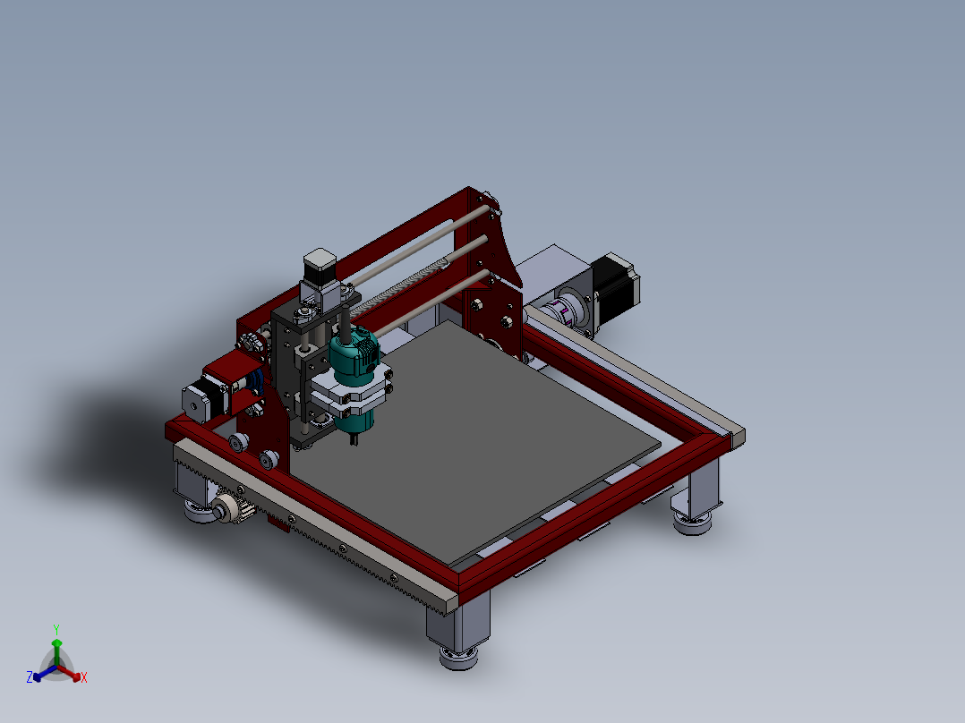 CNC数控镂铣机正等轴测图