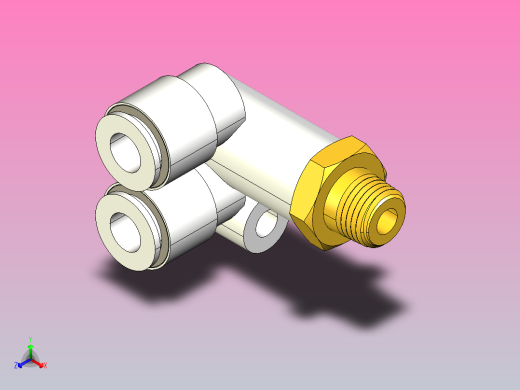 快速接头KQ2LU外螺偏三通接头[KQ2LU06-01S]正等轴测缩略图