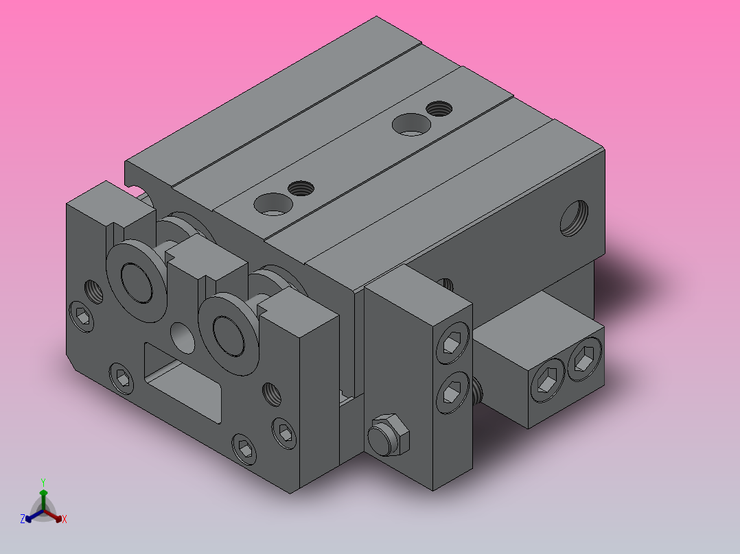 气动滑台HMXS20系列[HMXS20-20AS]正等轴测图
