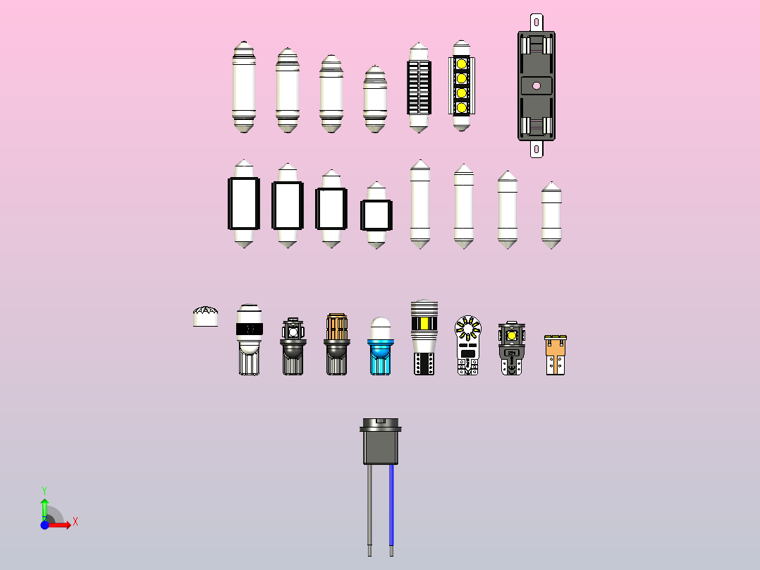 led灯泡元器件前视图