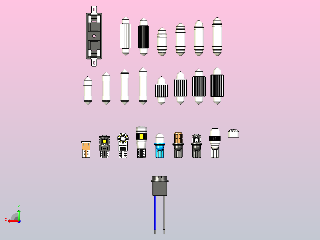 led灯泡元器件后视图