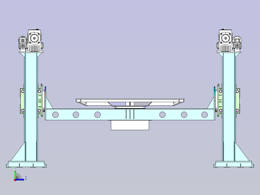 一款升降式双立柱变位机3D模型左视图