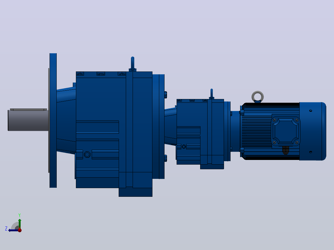 RF107R77法兰轴伸式组合型斜齿轮减速机RF107R77-Y2.2-4P-100-M1-0°-Φ450右视图