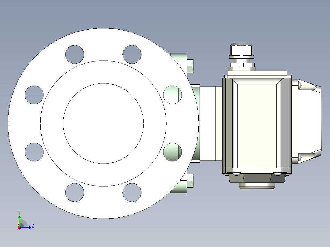 电动法兰球阀_铸铁_DN65_PN10左视图