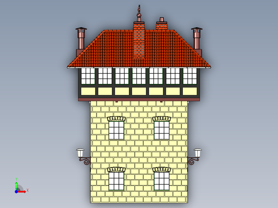房屋信号塔瞭望塔瞭望亭岗亭前视图