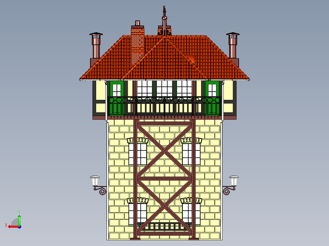 房屋信号塔瞭望塔瞭望亭岗亭后视图