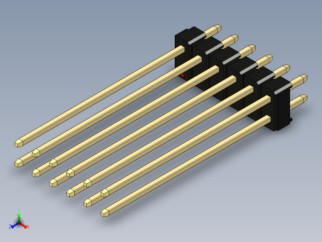 彩色公头100mil（2.54mm）系列-DS1021_black_2x06p_100mil_Type43_rev1.0主视图