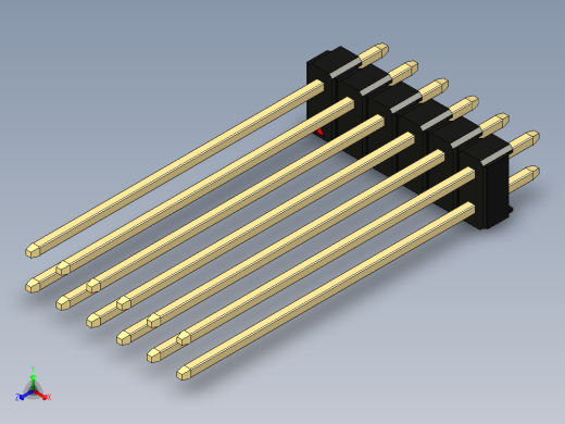 彩色公头100mil（2.54mm）系列-DS1021_black_2x06p_100mil_Type43_rev1.0正等轴测缩略图