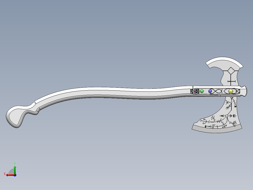 游戏战斧斧头模型后视图