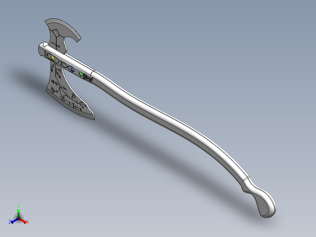 游戏战斧斧头模型正等轴测图