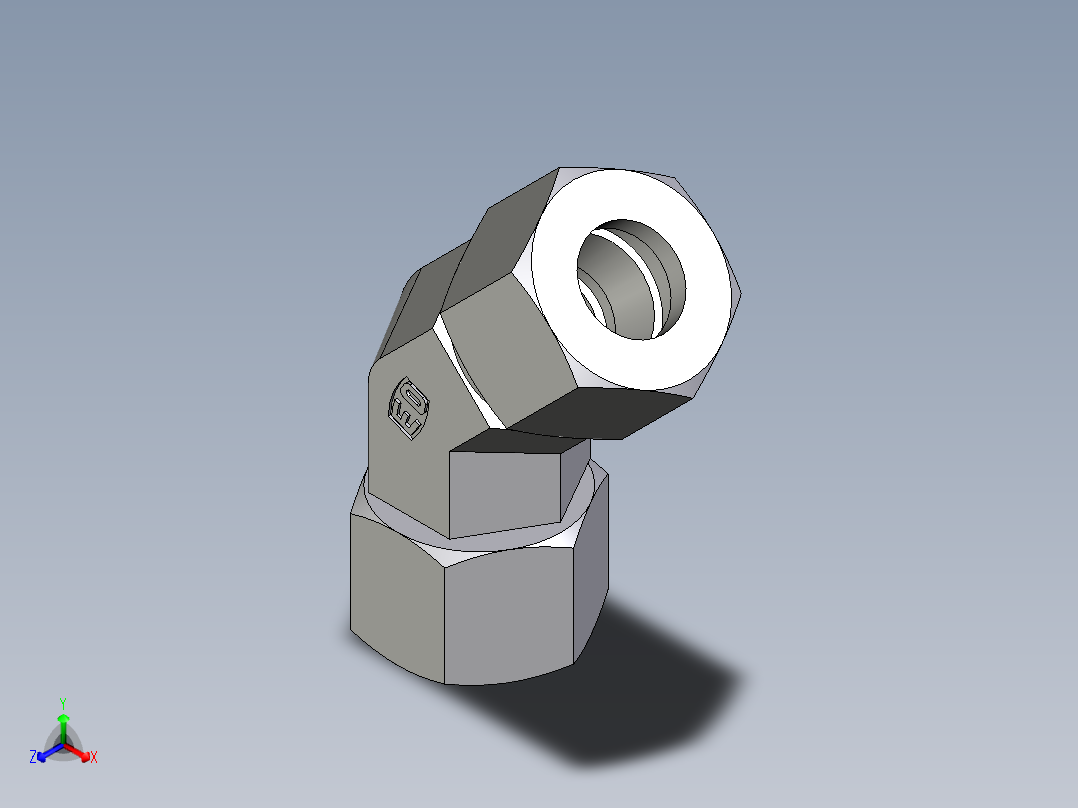 卡套式工业通用硬管接头EO_Swivel_nut_45_deg_elbow_EV12L71主视图