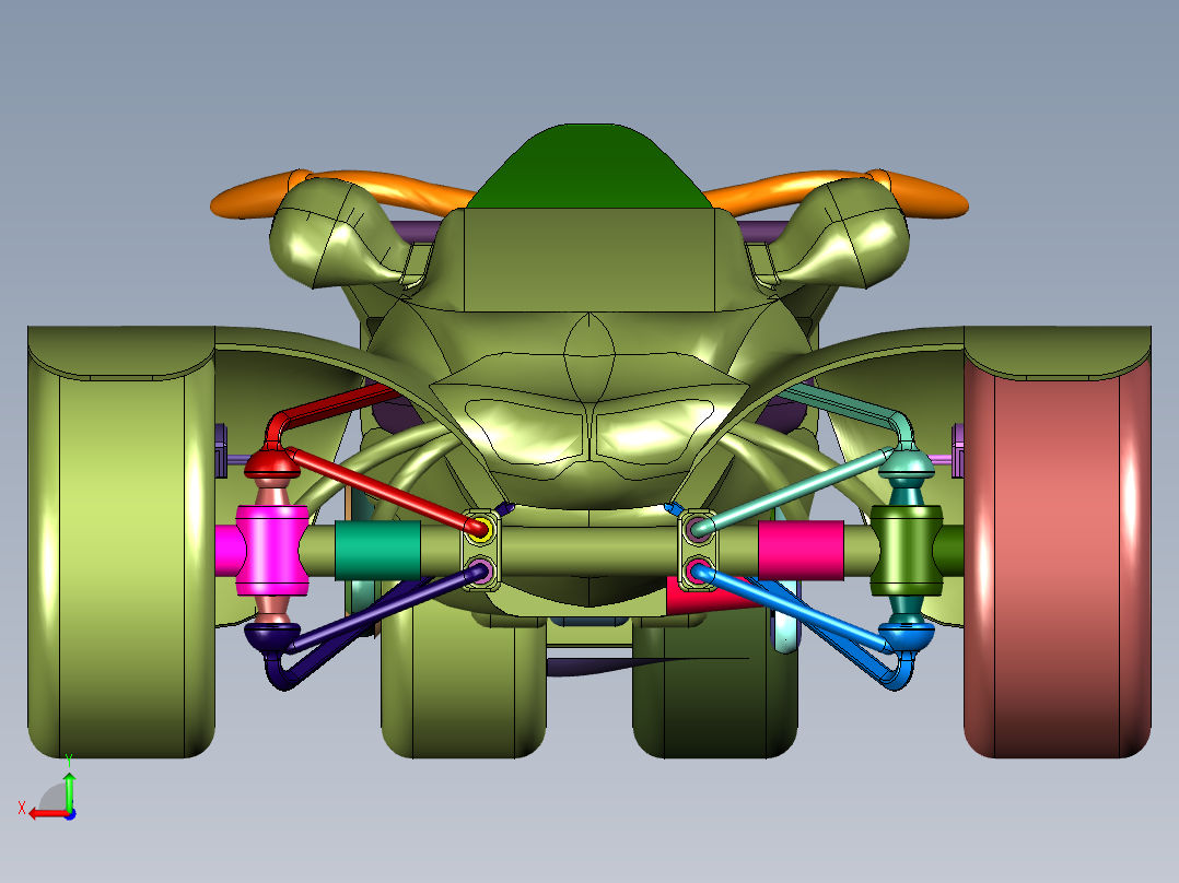 倒三轮运动模式摩托后视图
