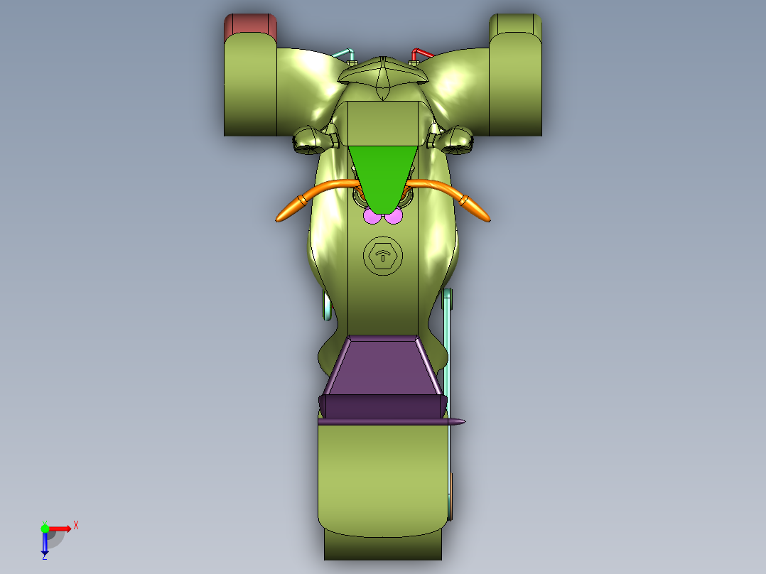 倒三轮运动模式摩托俯视图