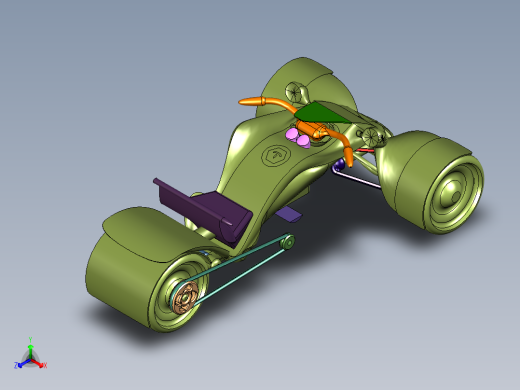 倒三轮运动模式摩托正等轴测缩略图