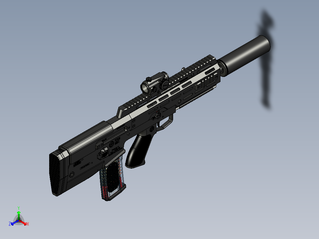 手枪左轮冲锋枪老式狙击步枪设计3D图纸wz-2022-perun-c-1 1 STP主视图