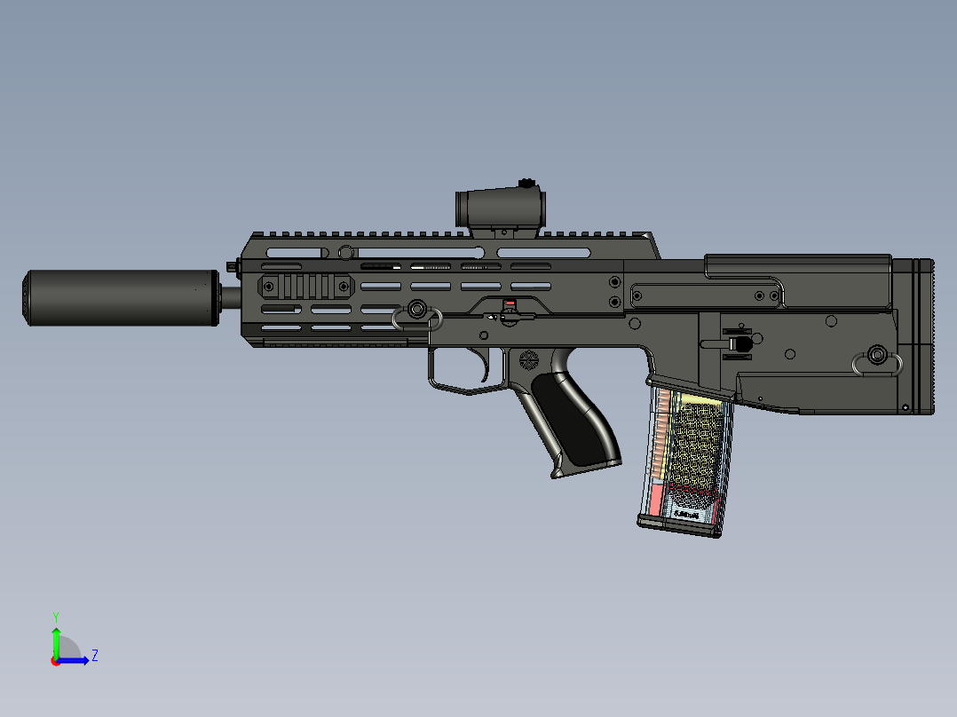 手枪左轮冲锋枪老式狙击步枪设计3D图纸wz-2022-perun-c-1 1 STP左视图