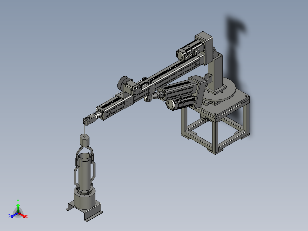 单立柱平面坐标机械手臂正等轴测图