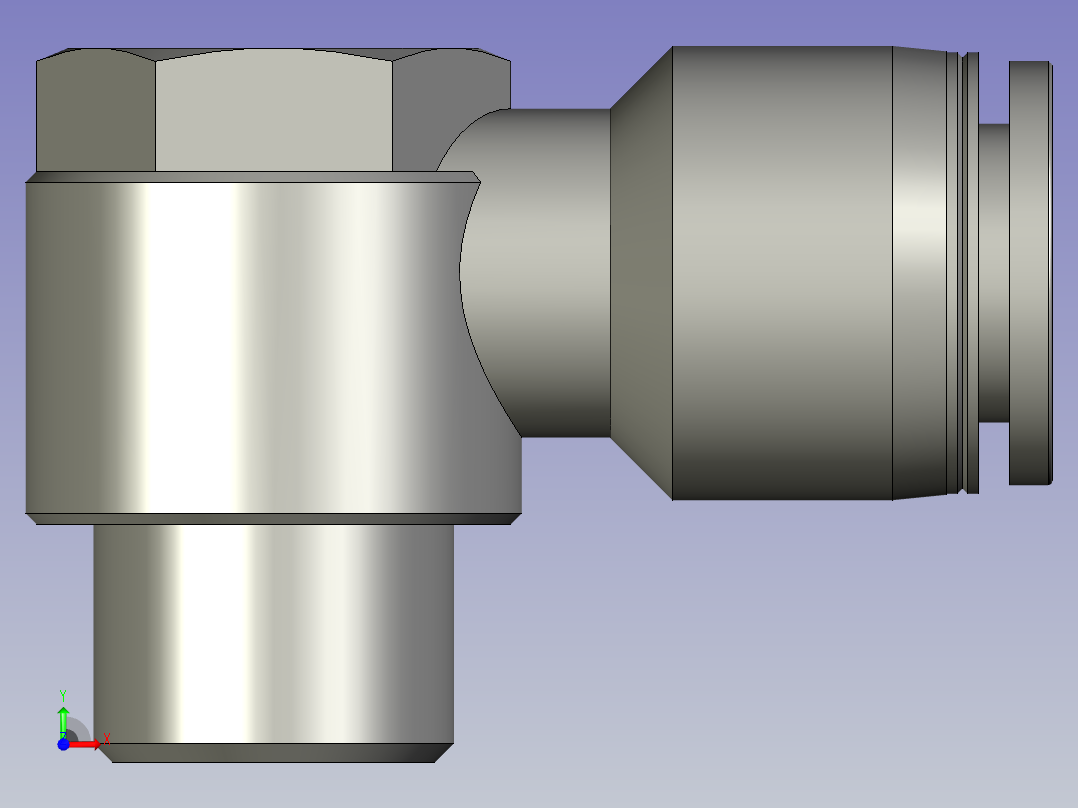 LM18A001外六角肘节接头PH1203前视图