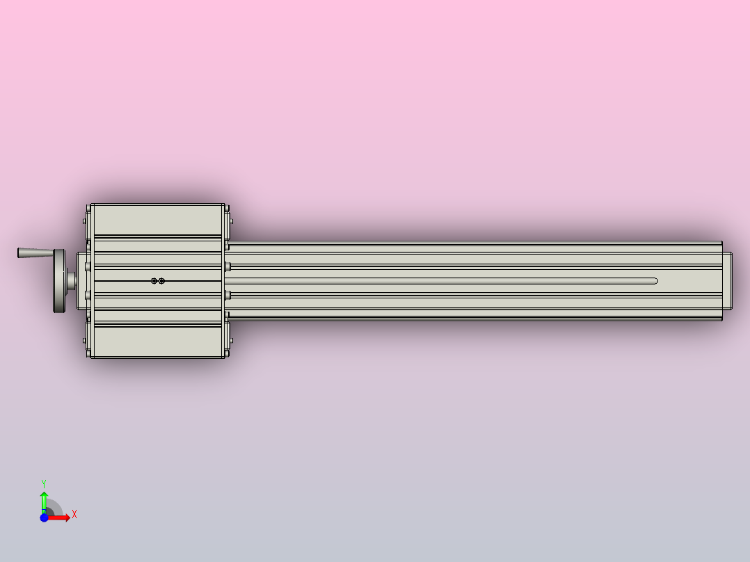 线性运动机制与手动驱动前视图