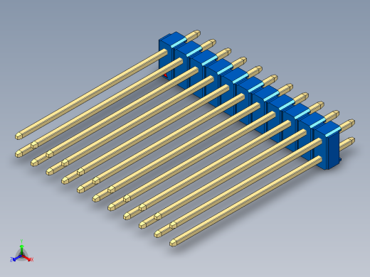 彩色公头100mil（2.54mm）系列-DS1021_blue_2x11p_100mil_Type43_rev1.0主视缩略图