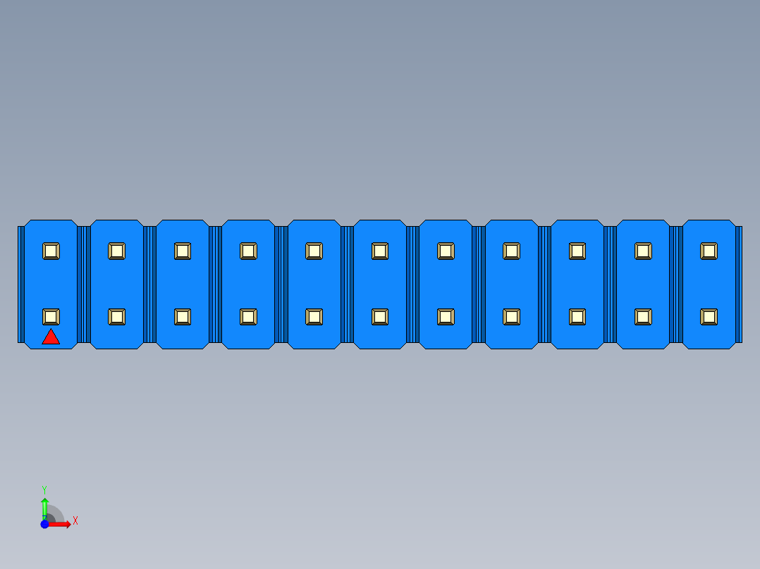 彩色公头100mil（2.54mm）系列-DS1021_blue_2x11p_100mil_Type43_rev1.0前视图