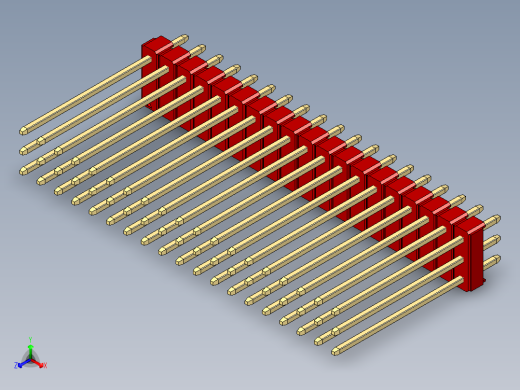 彩色公头100mil（2.54mm）系列-DS1021_red_3x19p_100mil_Type19_rev1.0正等轴测缩略图