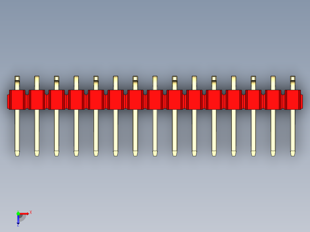 彩色公排针 100mil 2.54mm 系列-DS1022_red_15p_100mil_Type_SMT_R1_rev1.0俯视图