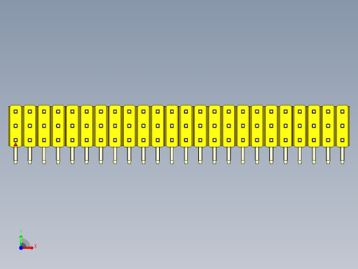 彩色公排针 100mil 2.54mm 系列-DS1022_yellow_3x24p_100mil_TypeD_rev1.0前视缩略图