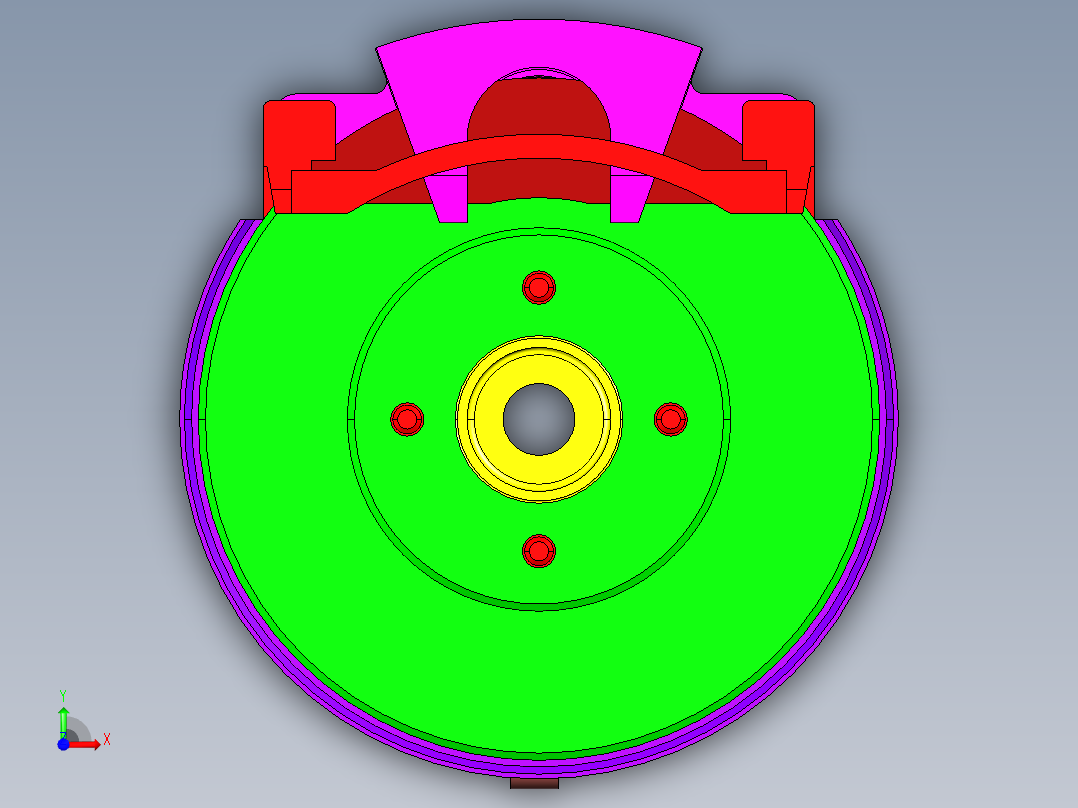 P060-基于桑塔纳浮动盘式制动器的设计【含三维UG】前视图