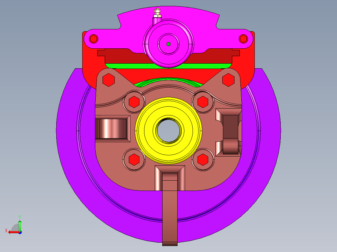 P060-基于桑塔纳浮动盘式制动器的设计【含三维UG】后视图