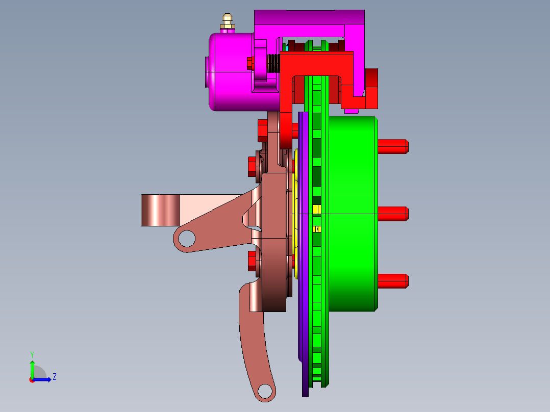 P060-基于桑塔纳浮动盘式制动器的设计【含三维UG】左视图