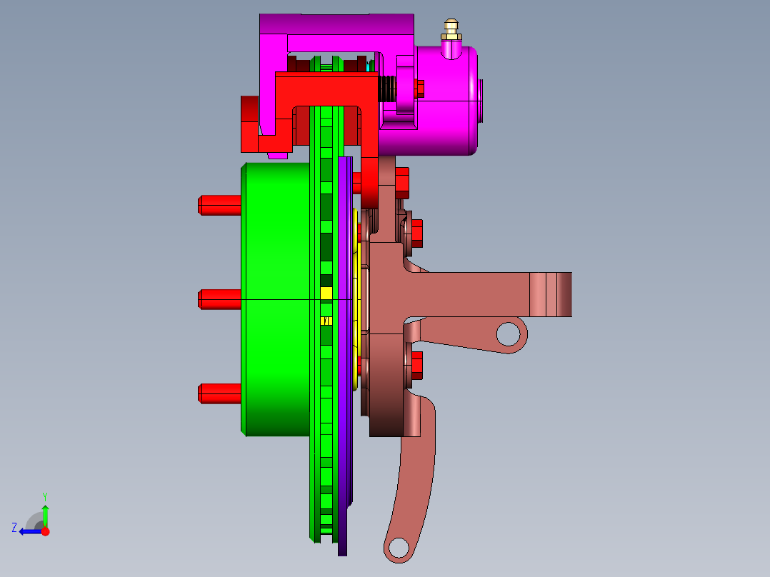 P060-基于桑塔纳浮动盘式制动器的设计【含三维UG】右视图