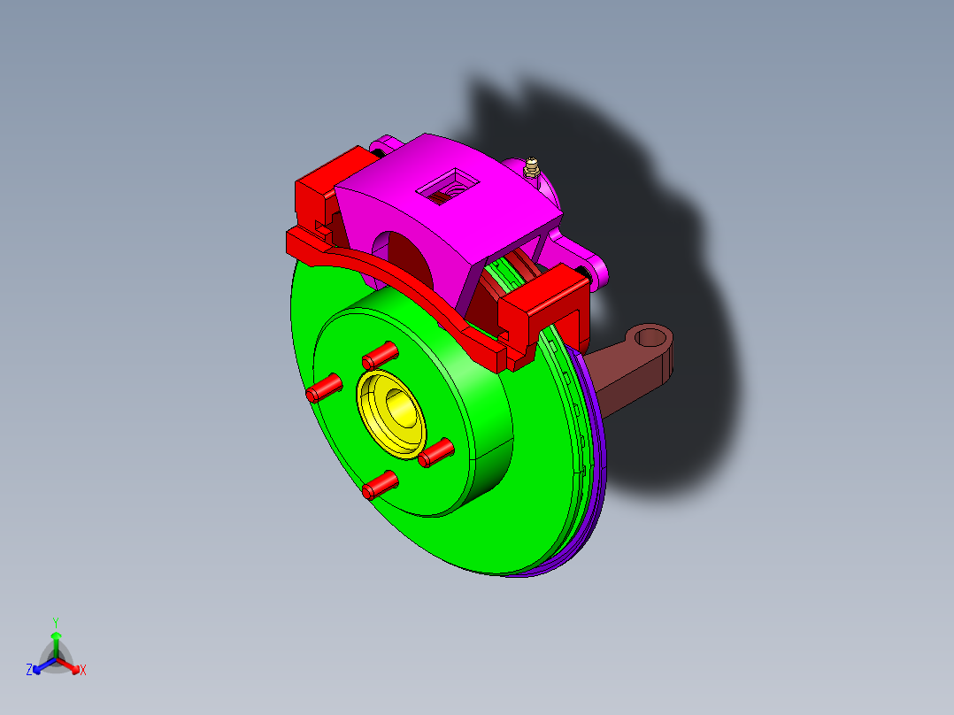 P060-基于桑塔纳浮动盘式制动器的设计【含三维UG】正等轴测图
