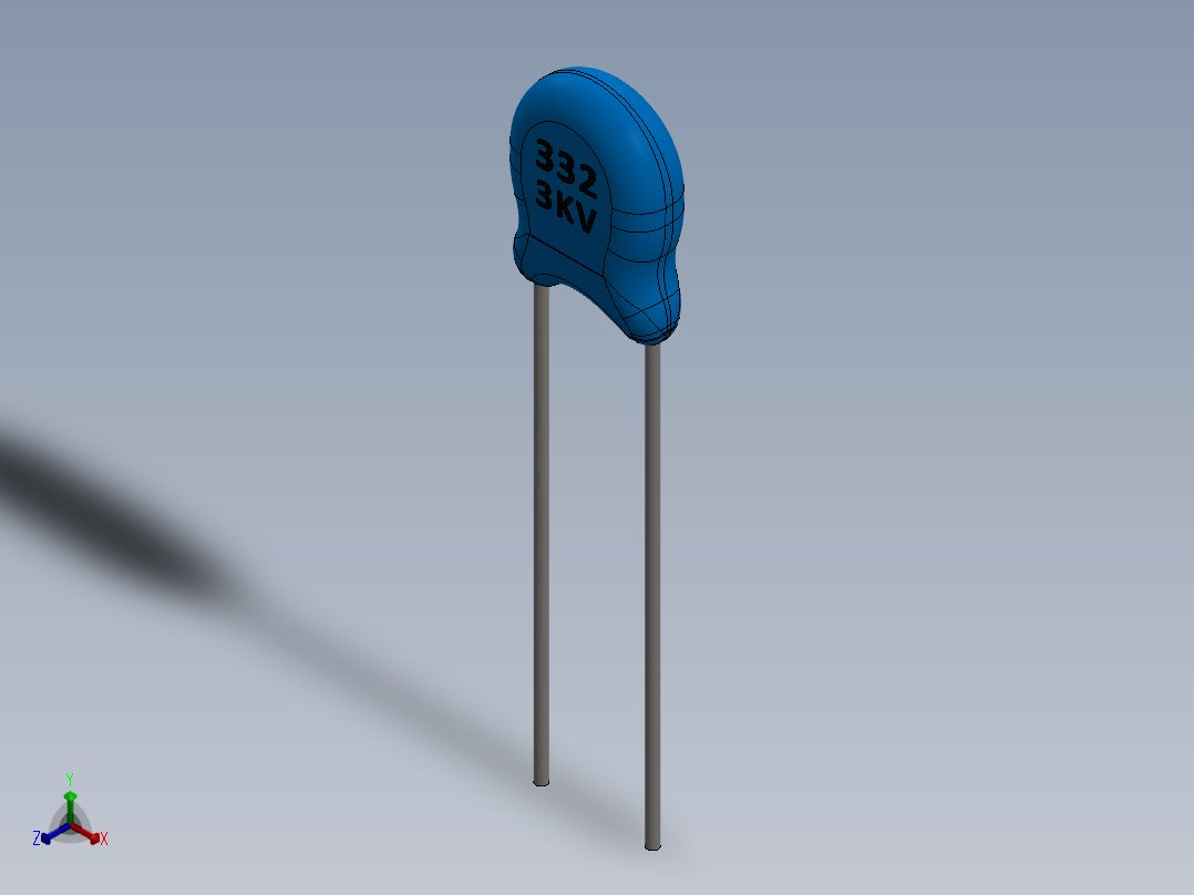 电容器 二极管 电阻器-Capacitor Ceramic 332 3KV 3300pF正等轴测图