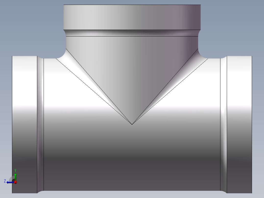 三通-等径 DN40右视图