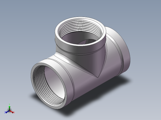 三通-等径 DN40正等轴测缩略图