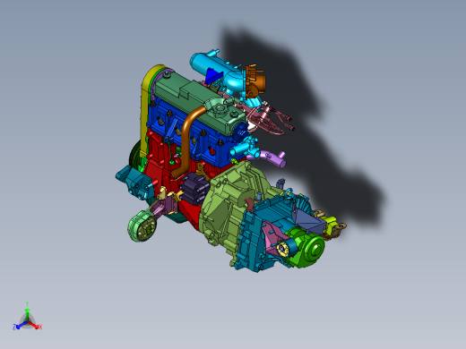 船用四缸柴油机配变速箱