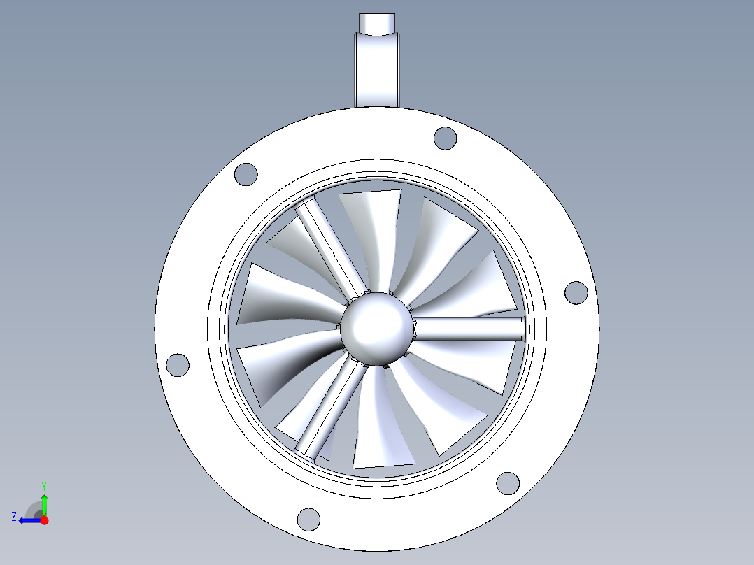涡轮气体流量计---模型格式为 igs右视图