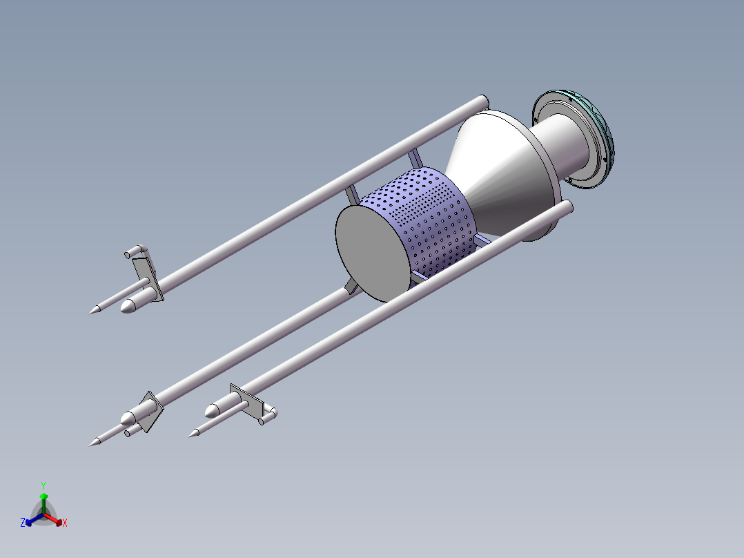 害虫诱杀灯设计SW三维模型正等轴测图