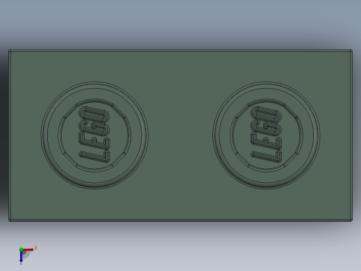 乐高机械组积木（横梁）-3700 Sand Green Technic Brick 1 x 2 with Hole俯视缩略图