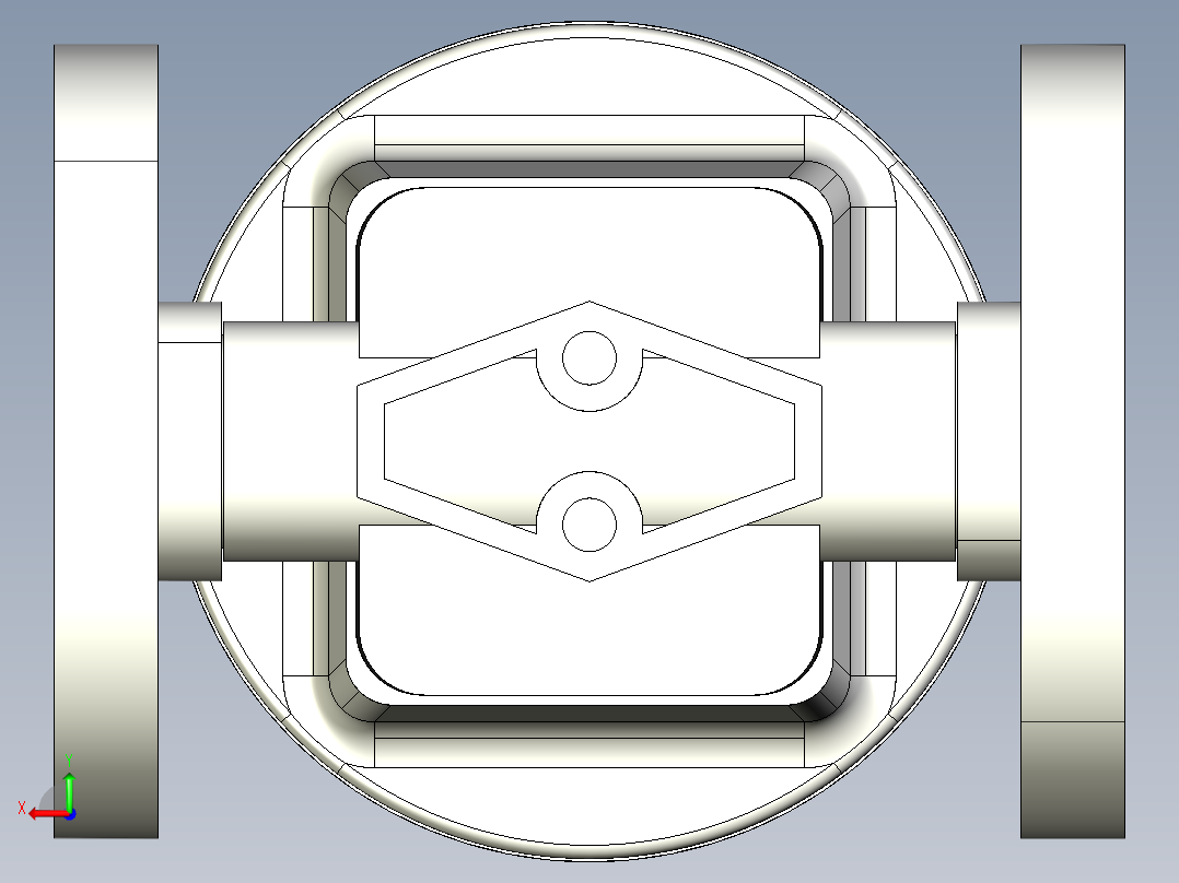 6DKMOFCP NO-DA 气动隔膜阀、常开型双作用，固定法兰，钻孔PN10 16。面对面根据EN 558-1 PVDF后视图