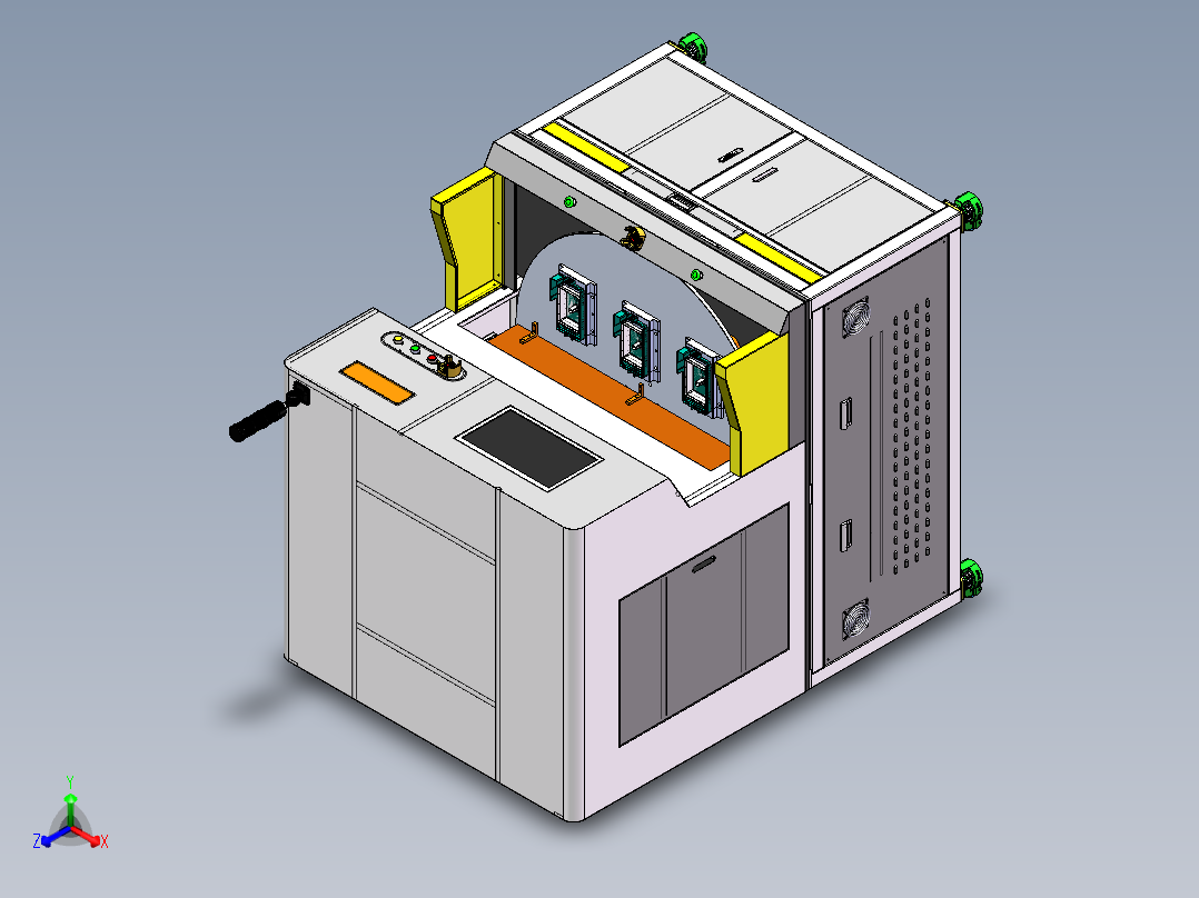 转盘3头激光镭雕机sw22可编辑正等轴测图