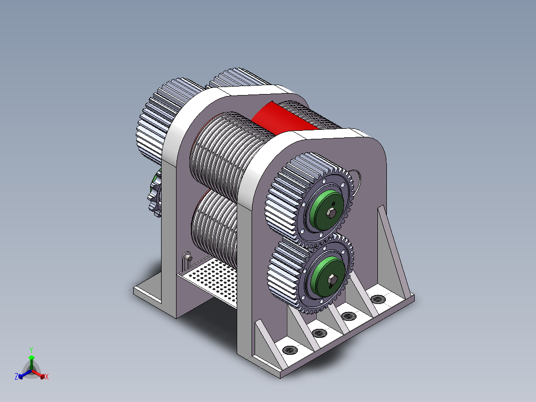玉米秸秆保留型收割榨汁机的榨汁系统设计说明书及全套图纸正等轴测图
