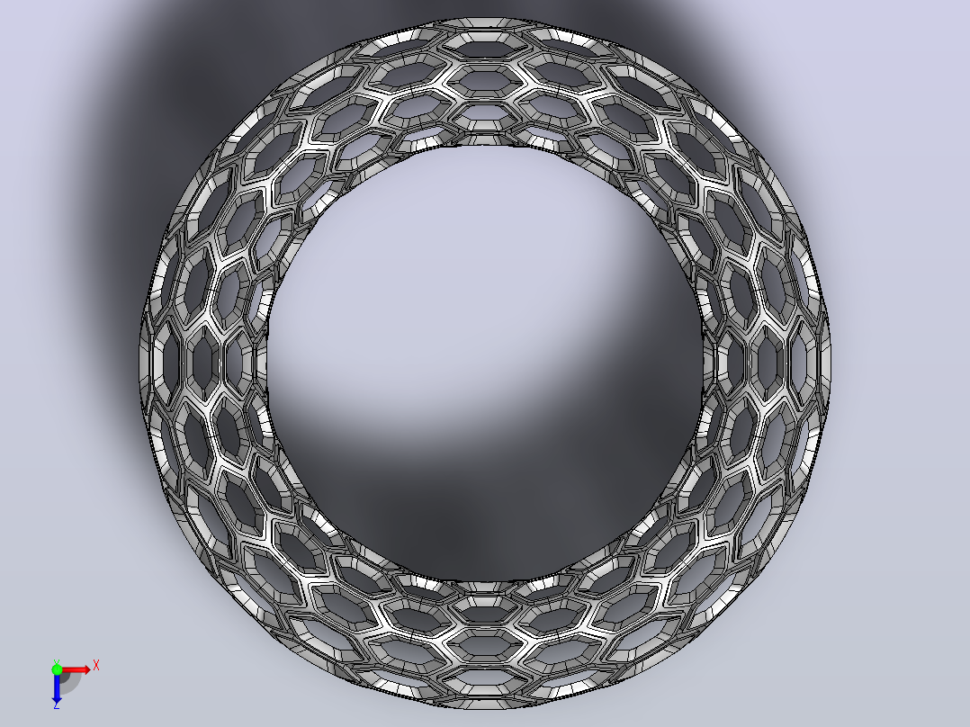 蜂窝图案手镯使用Solidworks俯视图