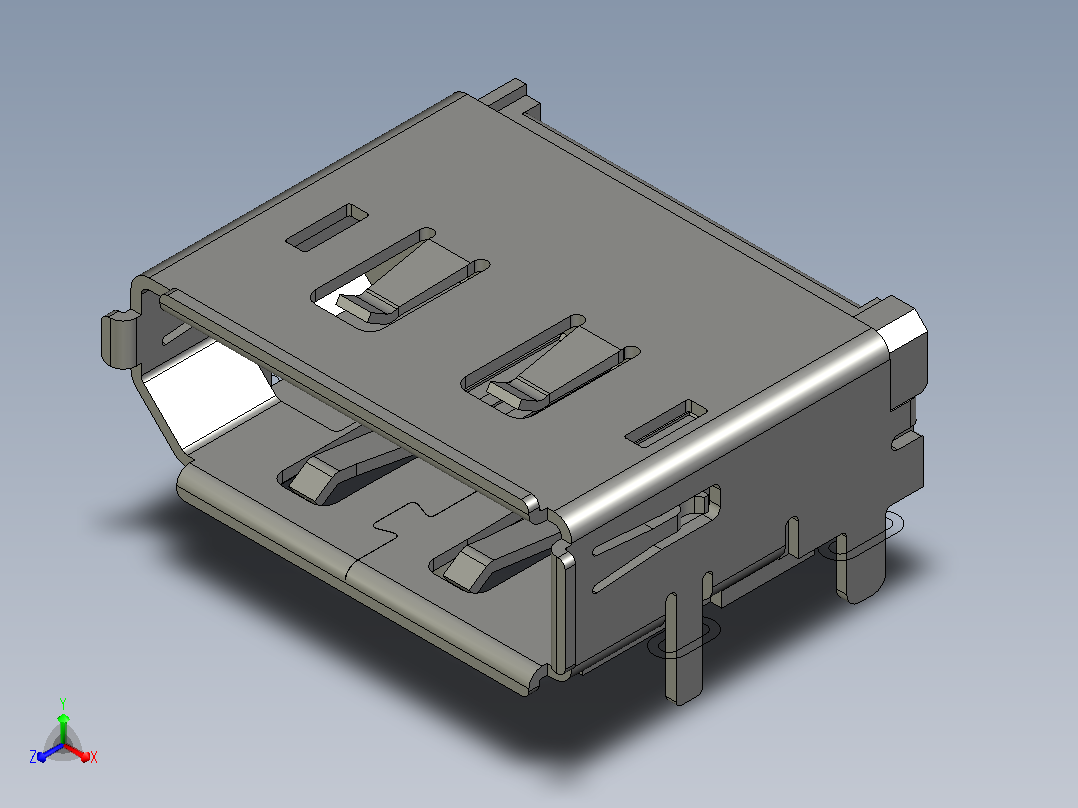 DP 连接器，即 DisplayPort 连接器主视图