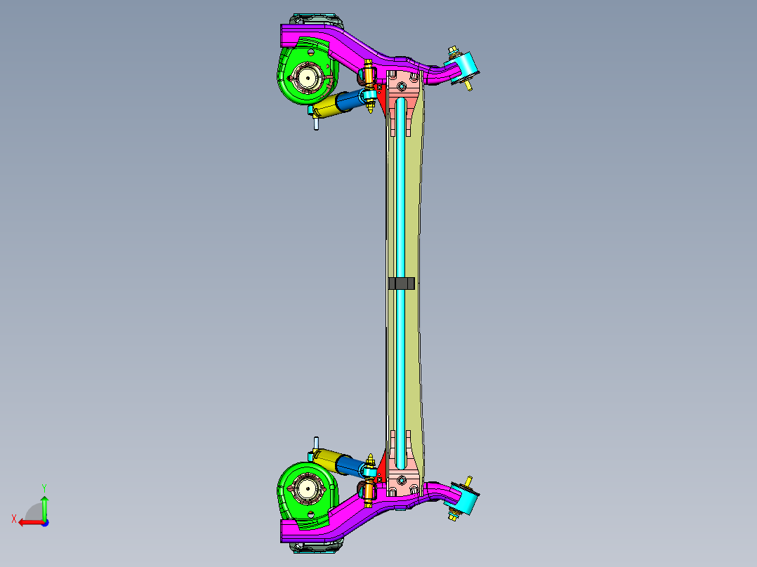 非独立扭力梁后悬架 机械设备 图纸 CATIA 3D模型文件素材后视图