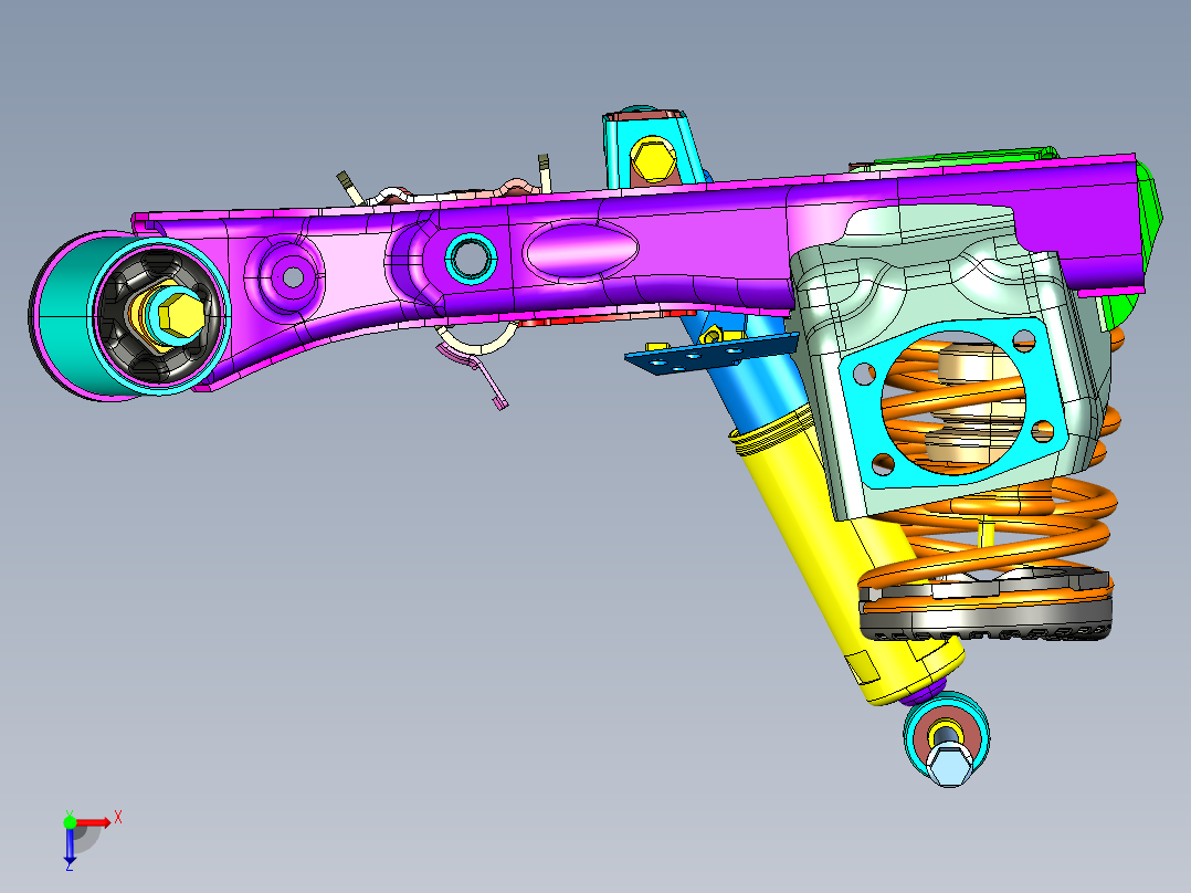 非独立扭力梁后悬架 机械设备 图纸 CATIA 3D模型文件素材俯视图