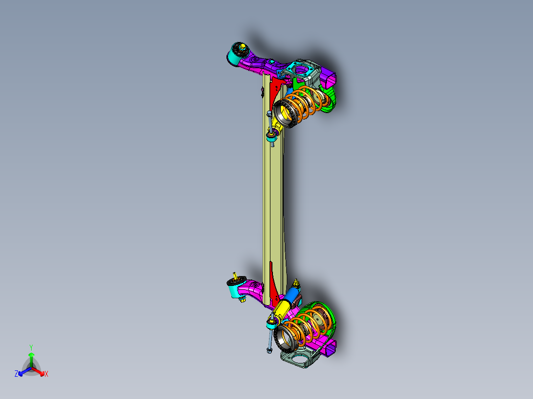 非独立扭力梁后悬架 机械设备 图纸 CATIA 3D模型文件素材正等轴测图